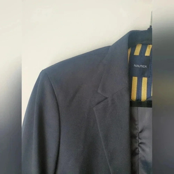 Nautica oversized navy blue gold button nautical - Picture 2 of 11